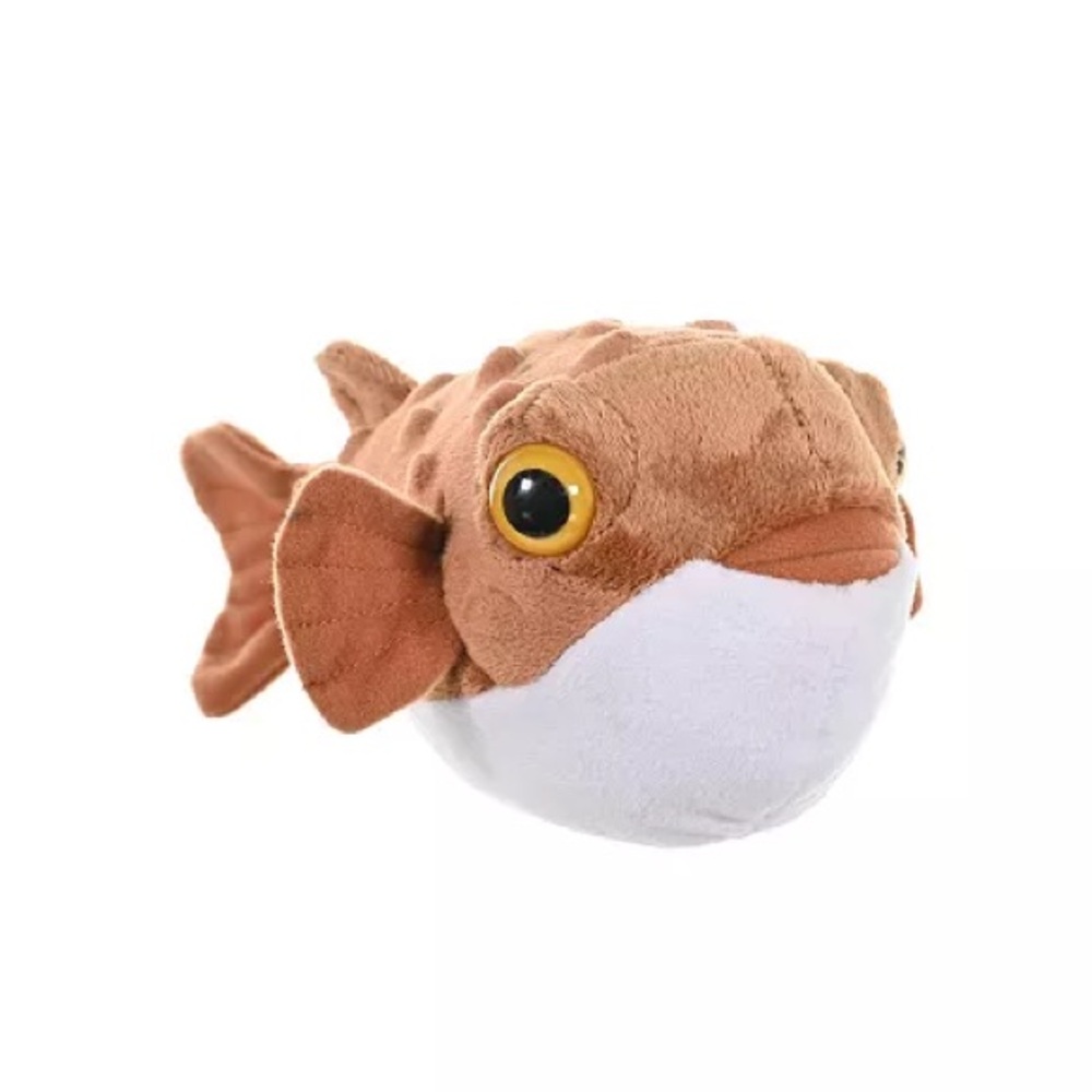 Wild Republic Cuddlekins Brown White Belly Silly Looking Pufferfish Fishie Plush
